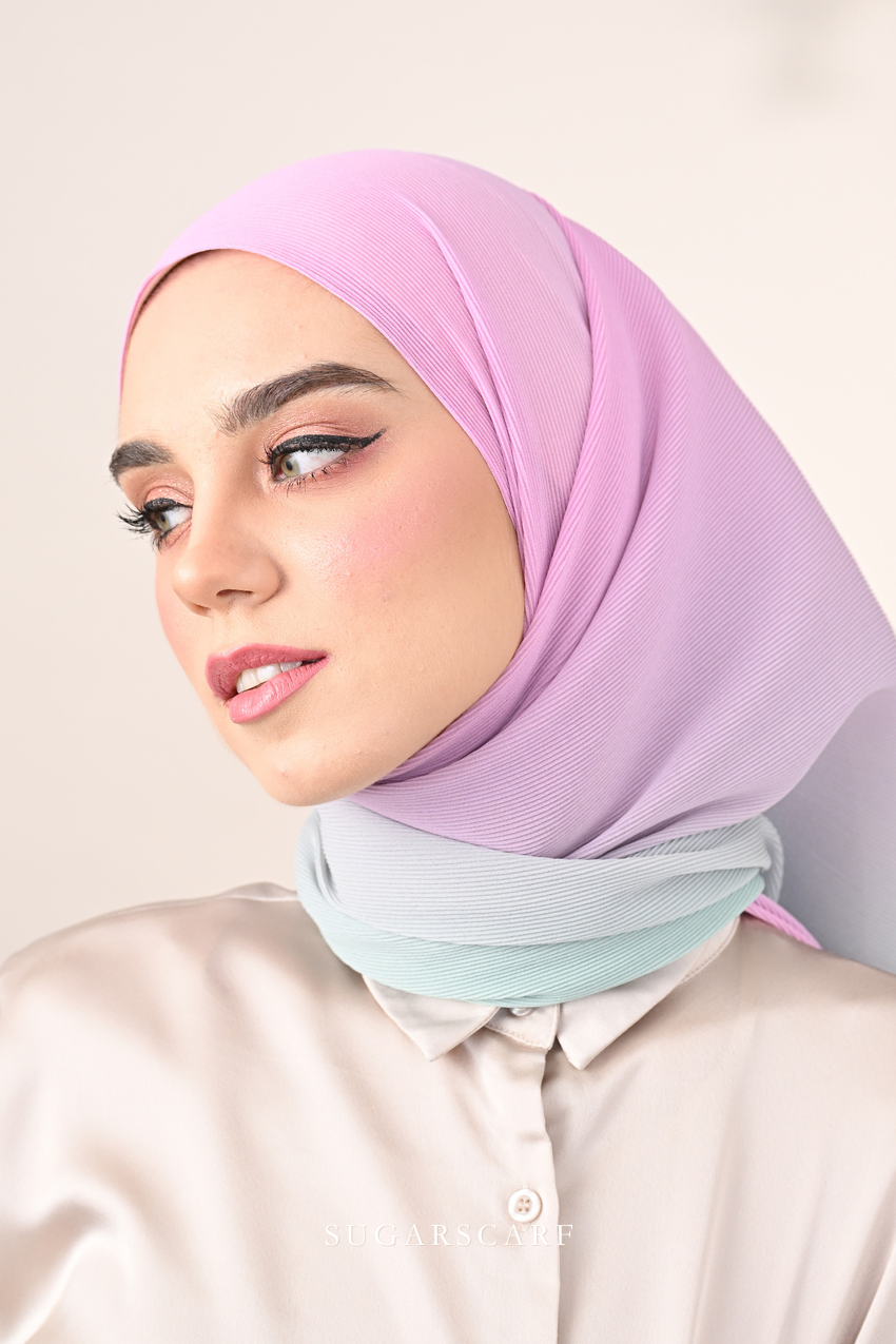 YES DEFECT - ( Full Wide Pleats Shawl ) Ombre ( Our Sky )