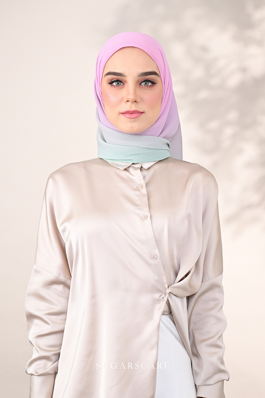 YES DEFECT - ( Full Wide Pleats Shawl ) Ombre ( Our Sky )