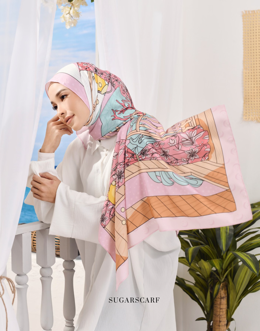 YES (Shawl) RUMA Shawl Mixed Satin Silk  ( Pink )