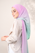 YES DEFECT - ( Full Wide Pleats Shawl ) Ombre ( Our Sky )
