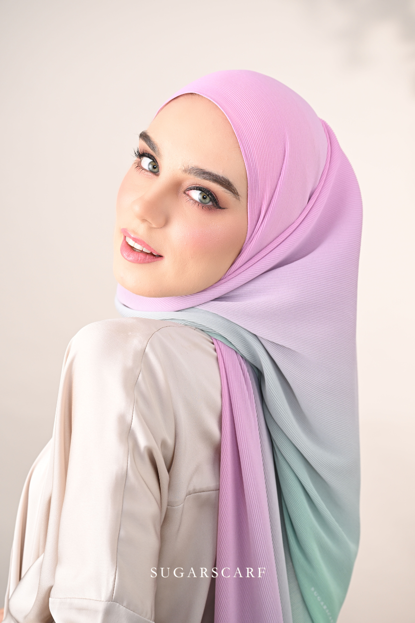 YES DEFECT - ( Full Wide Pleats Shawl ) Ombre ( Our Sky )