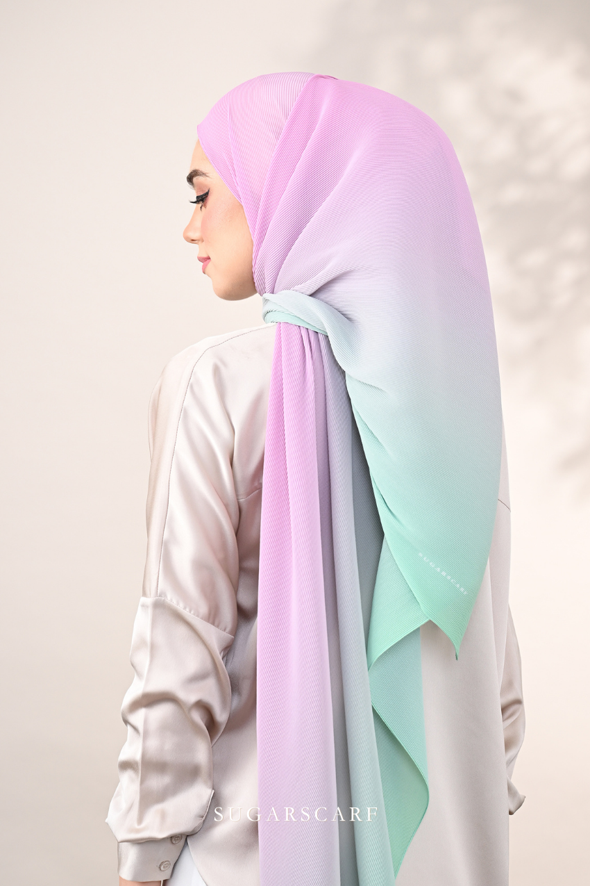 YES DEFECT - ( Full Wide Pleats Shawl ) Ombre ( Our Sky )