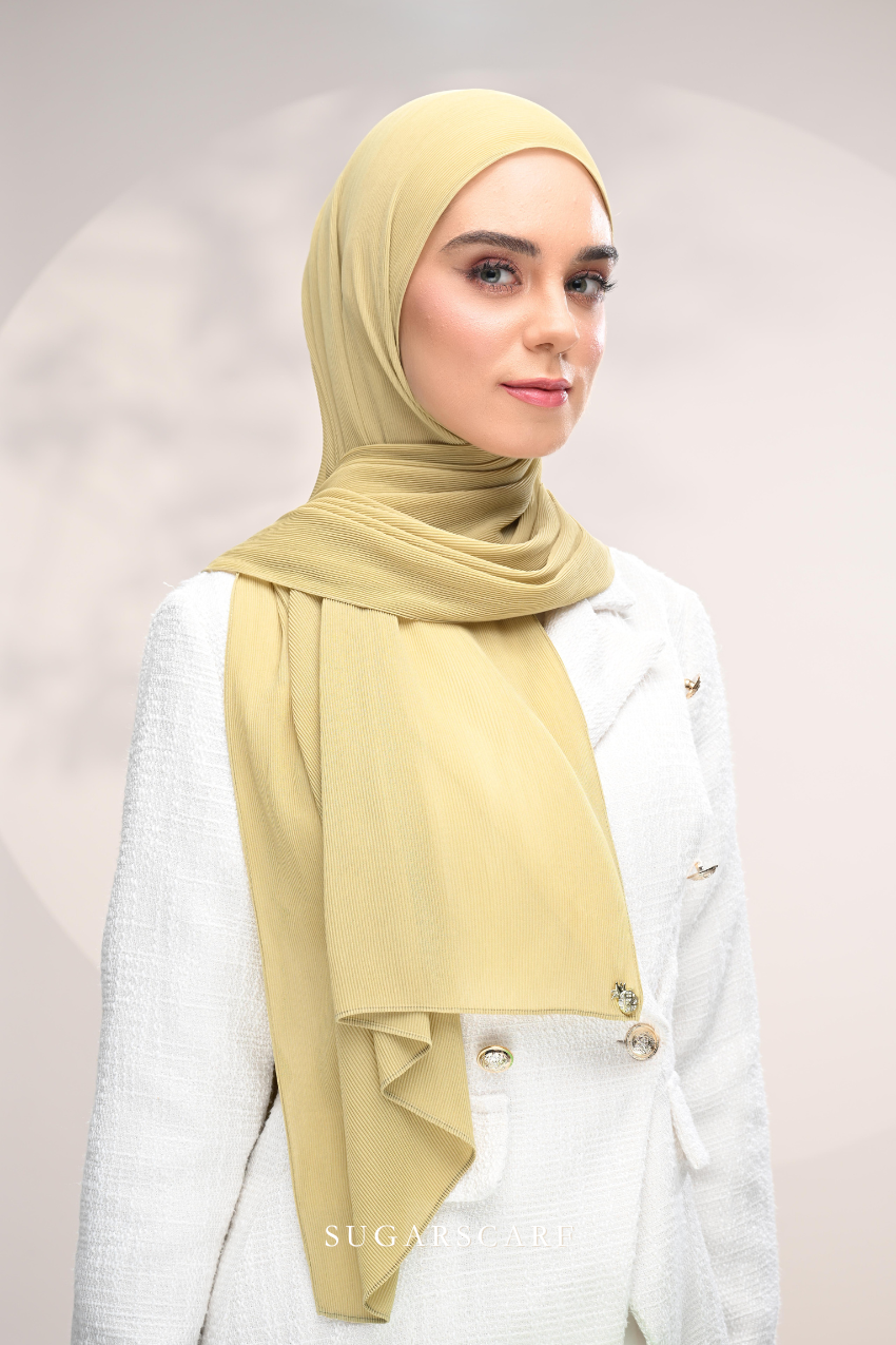 (SAMPLE) ( Full Wide Pleats Shawl ) Elegant Folds Everyday Ironless Pleats Shawl ( Serai )