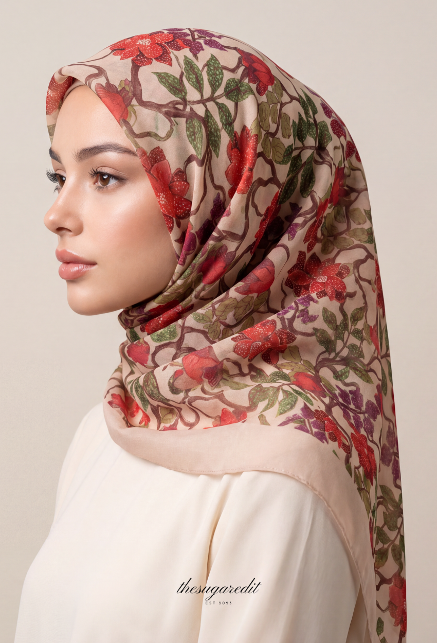 TSE BloomInvitation Japanese Cotton Voile Square - Kinabalu