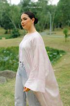 Silky Poetry Abaya Outer in Lilac Verse