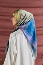 YES DEFECT (Square ) Celeste In Mixed Silk Matte Satin (Serinity)