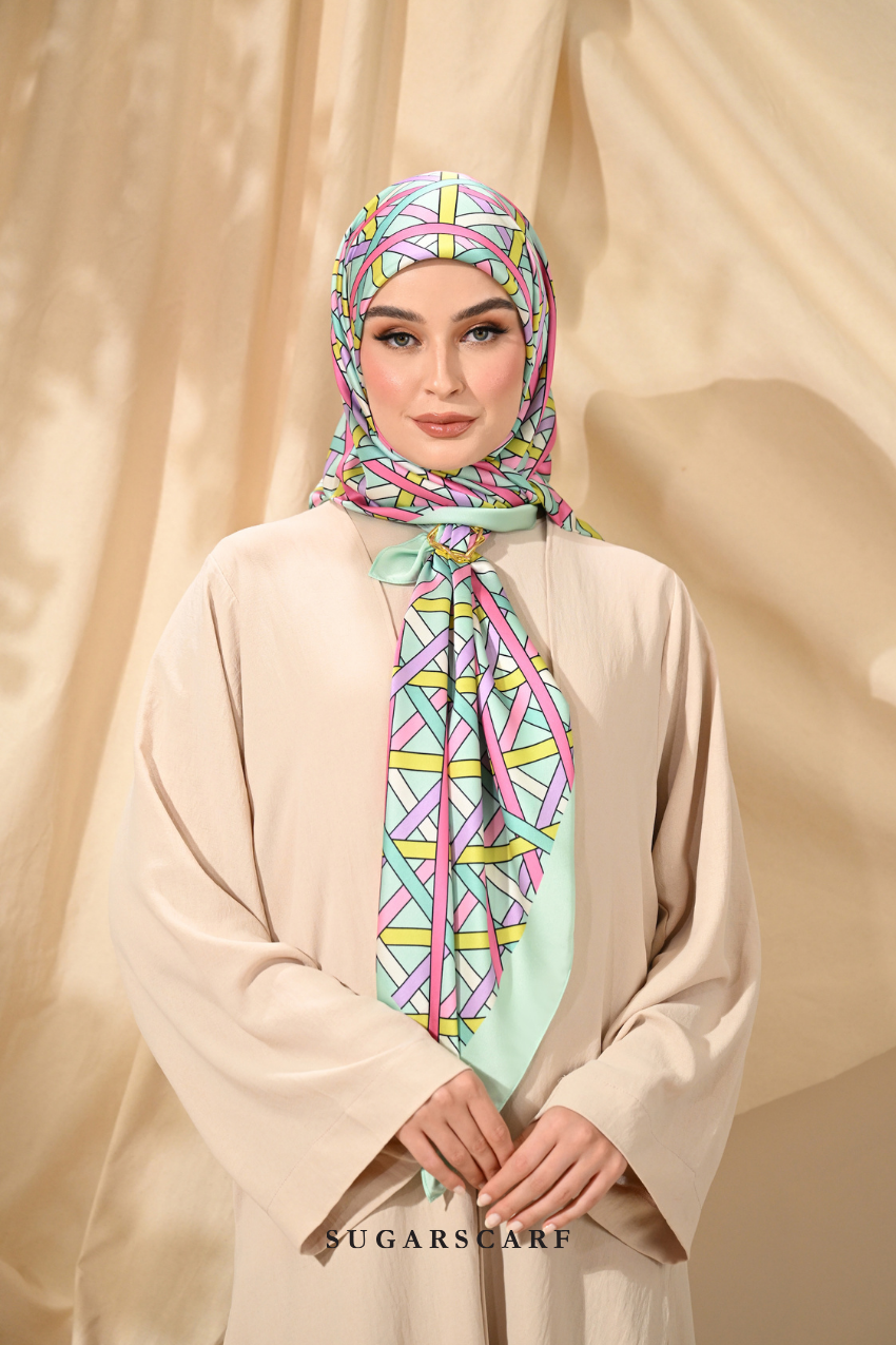 ( Square ) Classy Simpulan Mixed Satin Silk Satin ( TAKBIR )