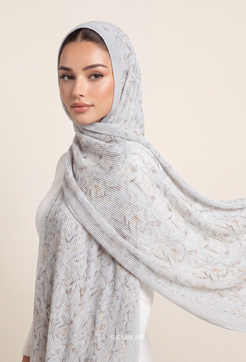 Fall In Love Wide Ultra Fine Pleated Shawl Ironless · in SilverCrestBlue
