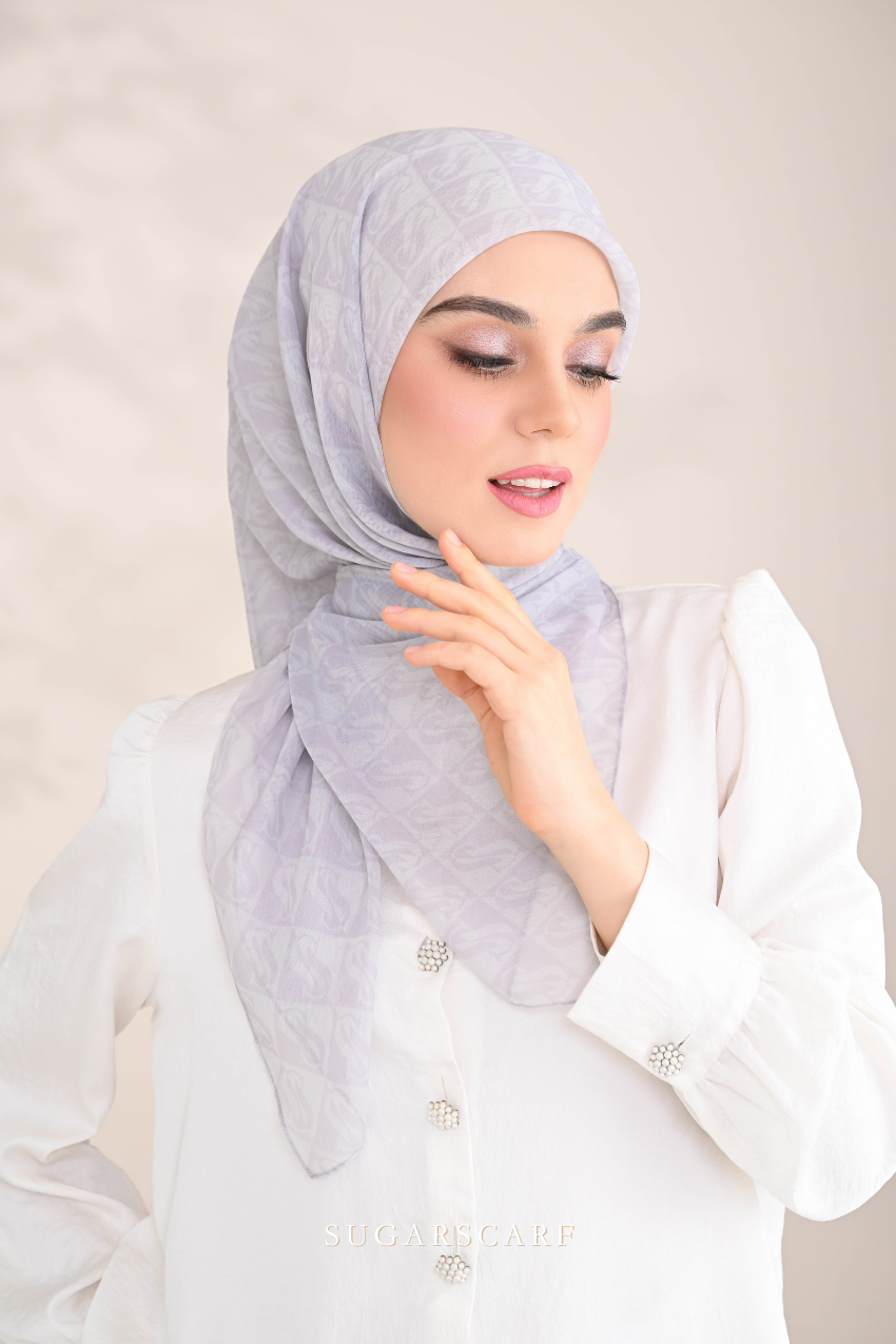 YES ( Square ) SSMonogramJP Voile in ( Silver Cloud )