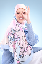 YES DEFECT - ( Satin Square ) LE ThePinkHoliday Satin Silky Matte Scarf ( Blue Sand )