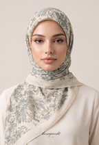 TSE BloomInvitation Japanese Cotton Voile Square - Carneiro