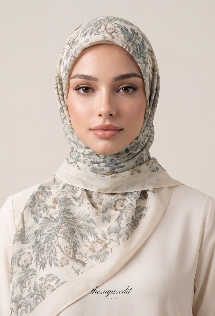 TSE BloomInvitation Japanese Cotton Voile Square - Carneiro