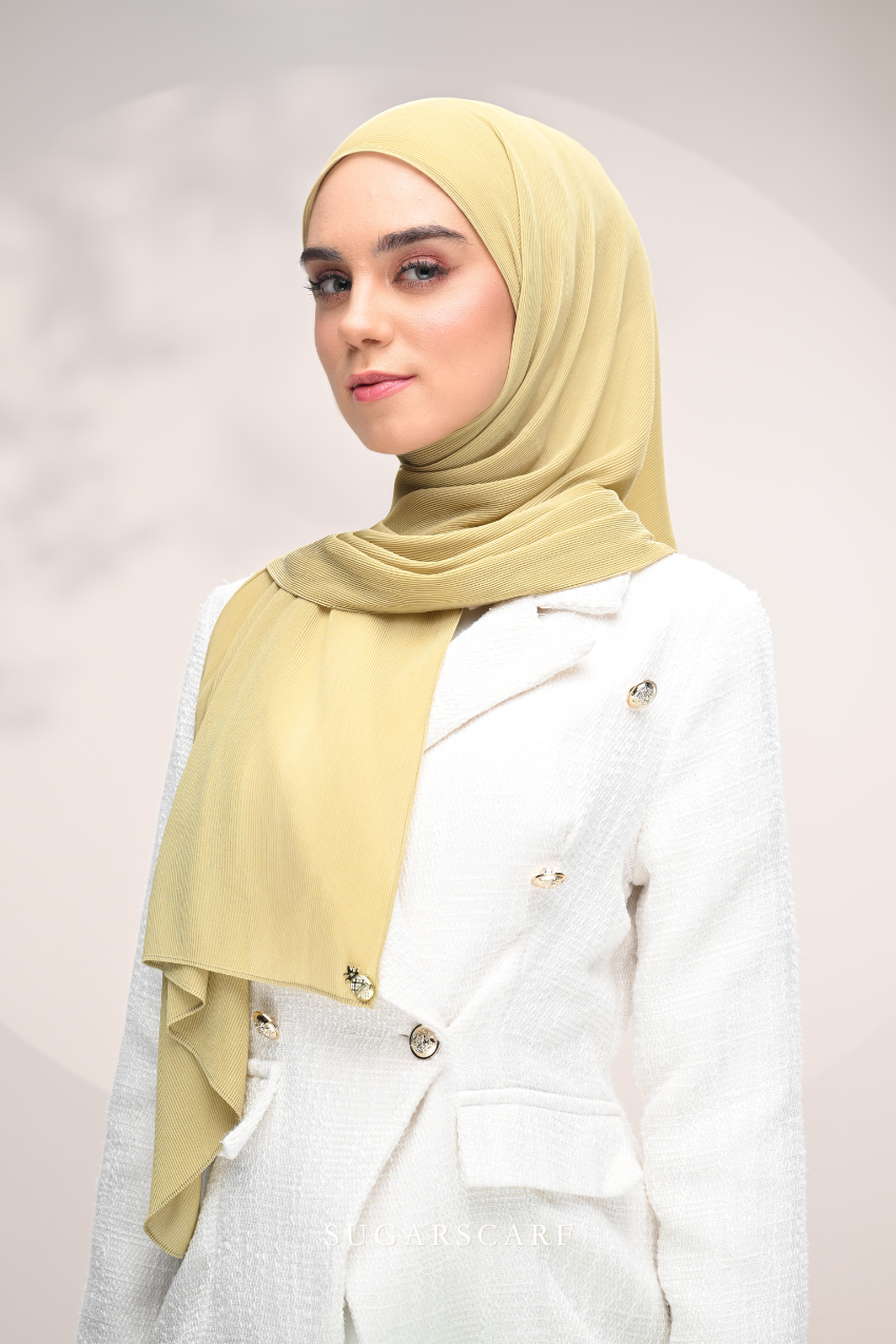 (SAMPLE) ( Full Wide Pleats Shawl ) Elegant Folds Everyday Ironless Pleats Shawl ( Serai )