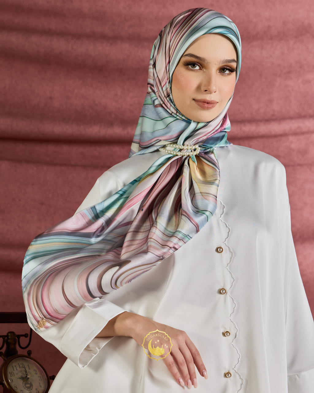 YES DEFECT (Square ) Celeste In Mixed Silk Matte Satin (SimpulanCeleste)