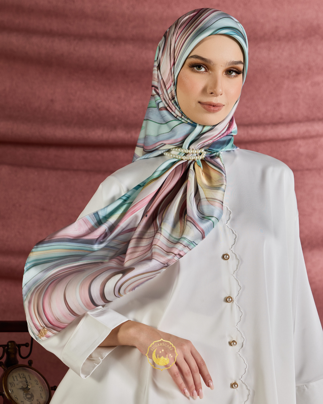 YES DEFECT (Square ) Celeste In Mixed Silk Matte Satin (SimpulanCeleste)