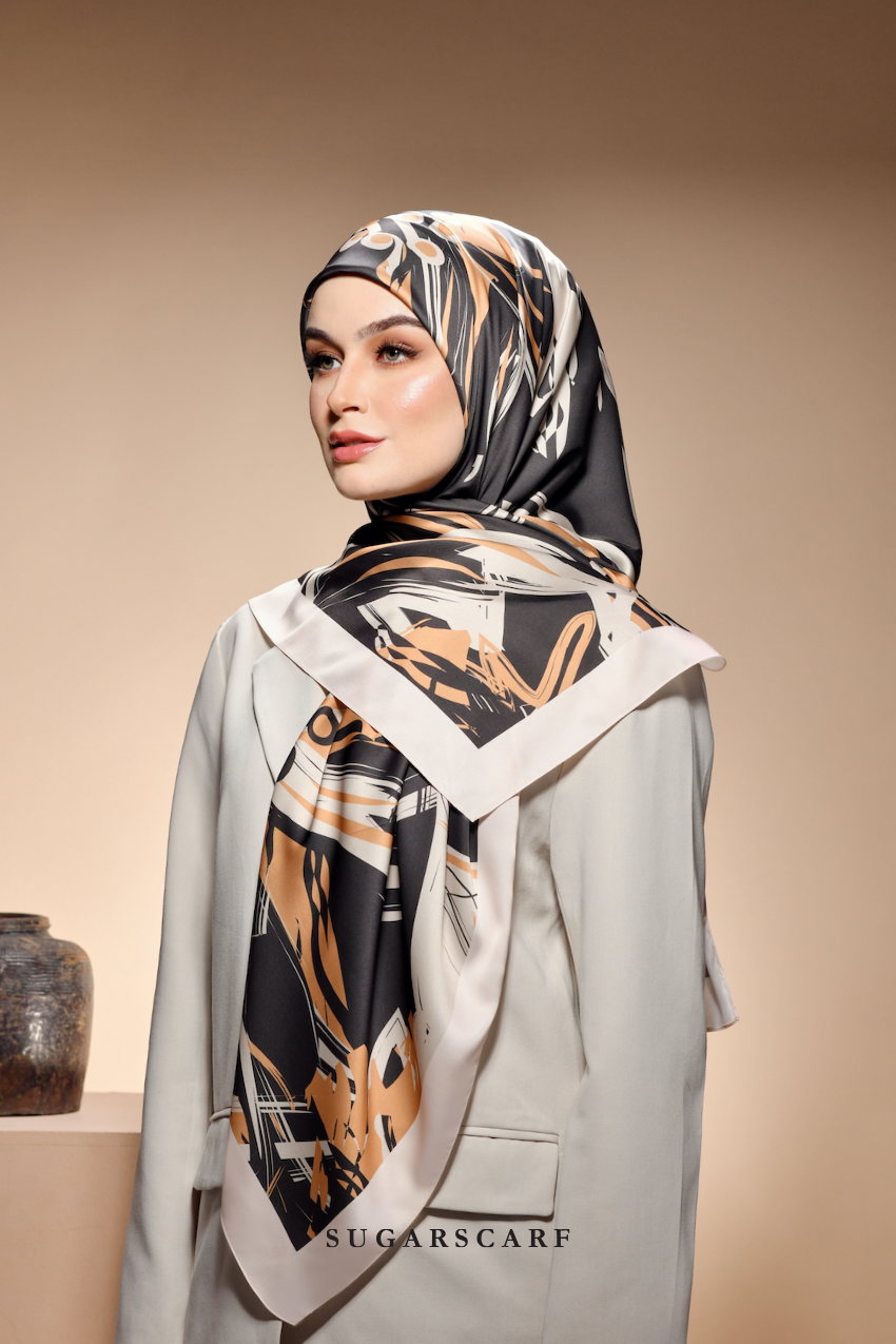 YES ( Square ) The Fresh Start Matte Satin Silk Scarf ( NEVER REGRET )