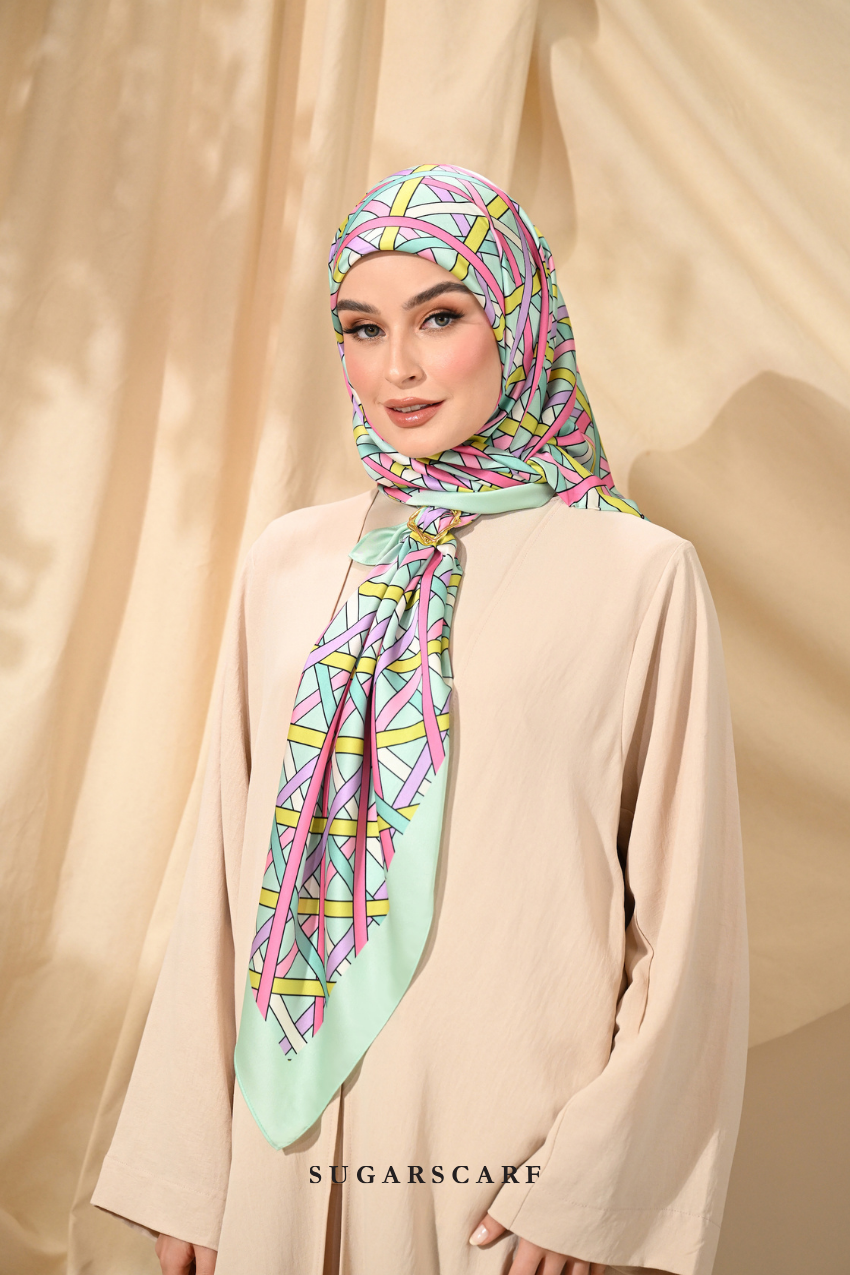 ( Square ) Classy Simpulan Mixed Satin Silk Satin ( TAKBIR )