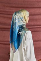 YES DEFECT (Square ) Celeste In Mixed Silk Matte Satin (Serinity)