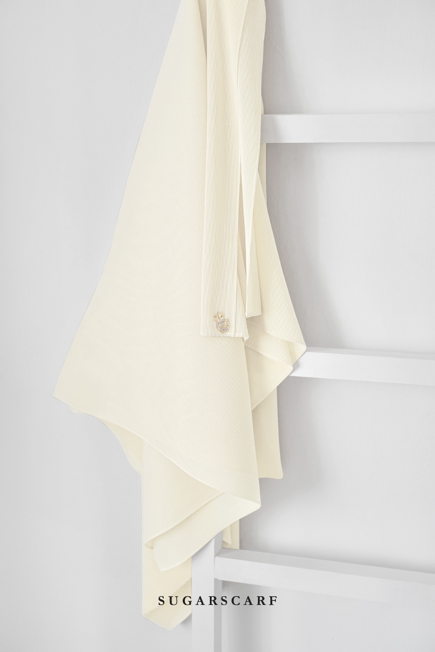 YES ( Full Wide Pleats Shawl ) Elegant Folds Everyday Ironless Pleats Shawl ( LINEN )