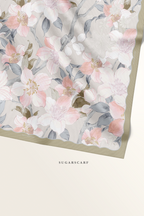 YES DEFECT ( Square ) Bloom in Grace Mixed Satin Silk Square ( Dreamy )