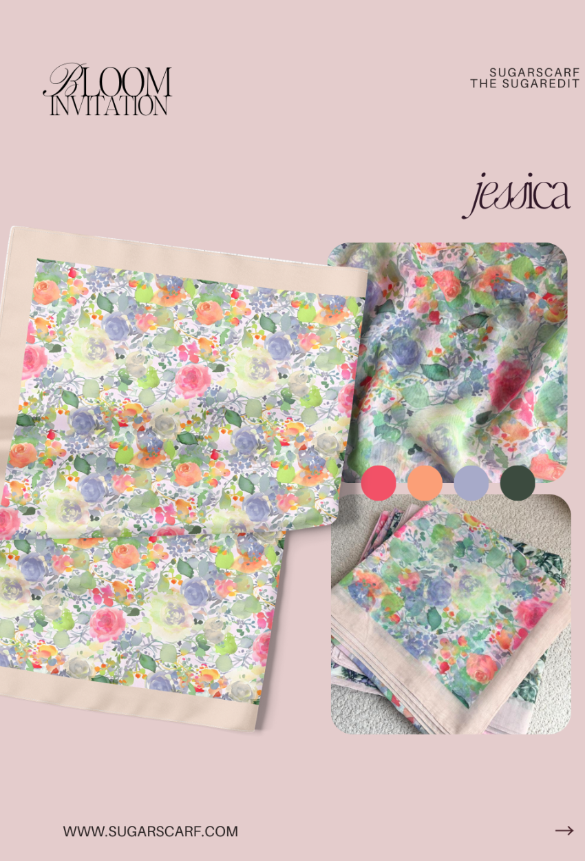 TSE BloomInvitation Japanese Cotton Voile Square - Jessica