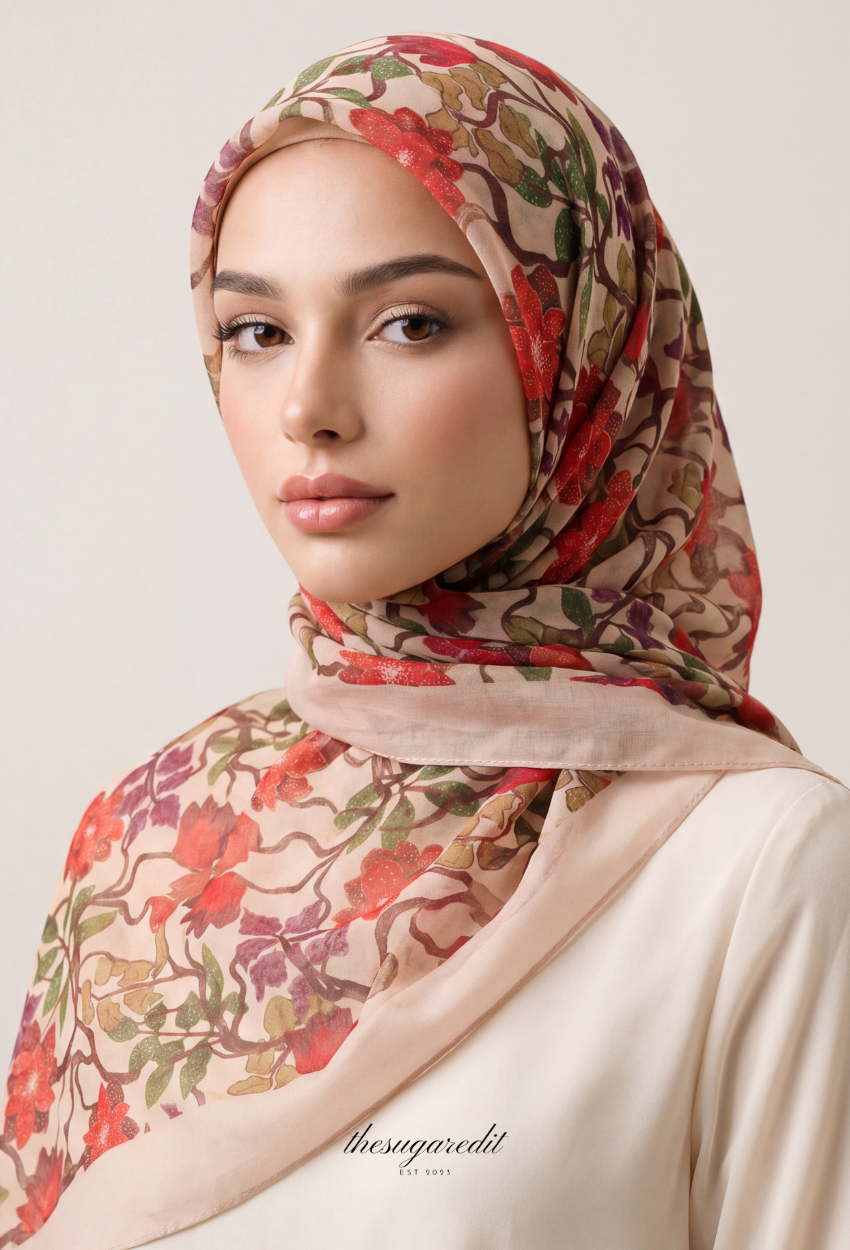 TSE BloomInvitation Japanese Cotton Voile Square - Kinabalu