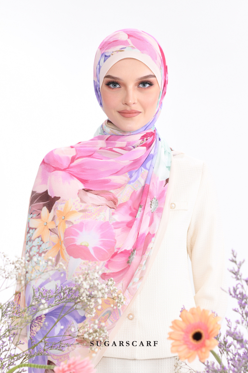 YES ( Full Wide Pleats Shawl ) Raya Vol 1 Seri Fiora ( SERI PAGI )