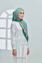 YES ( Square ) Classy Monogram Mixed Satin Silk Scarf ( Never Defeated )