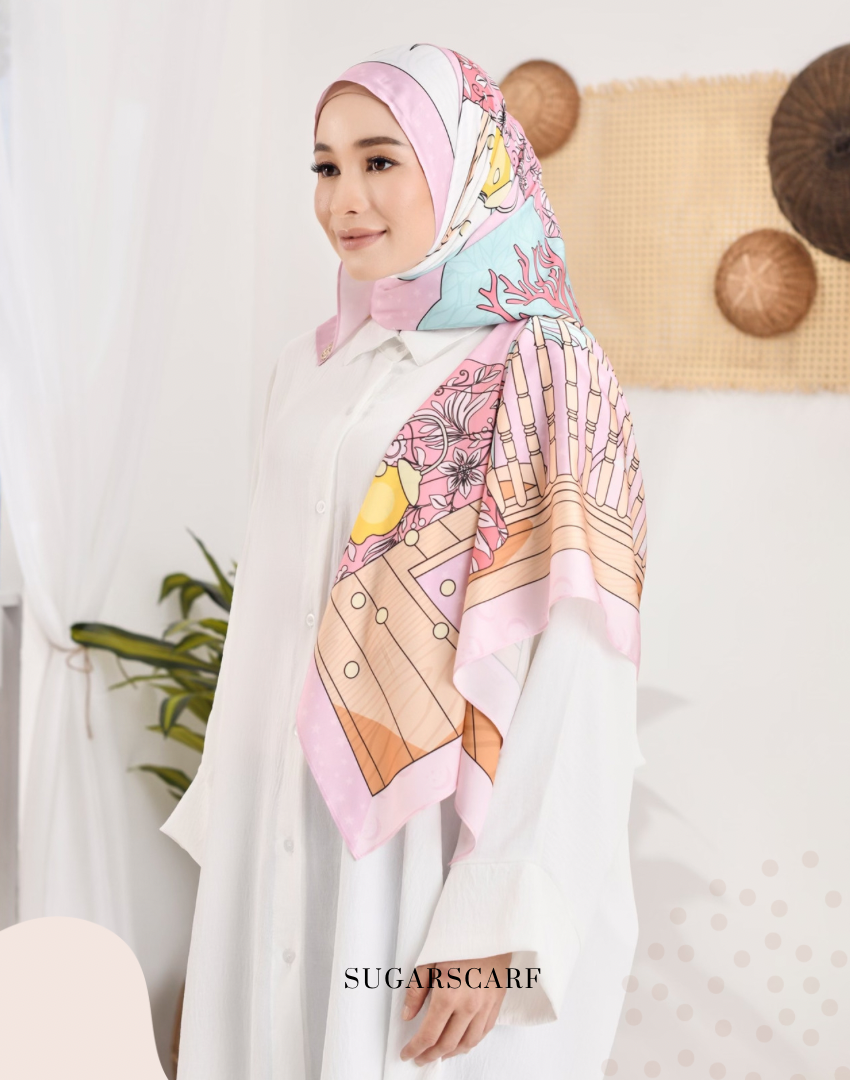 YES (Shawl) RUMA Shawl Mixed Satin Silk  ( Pink )