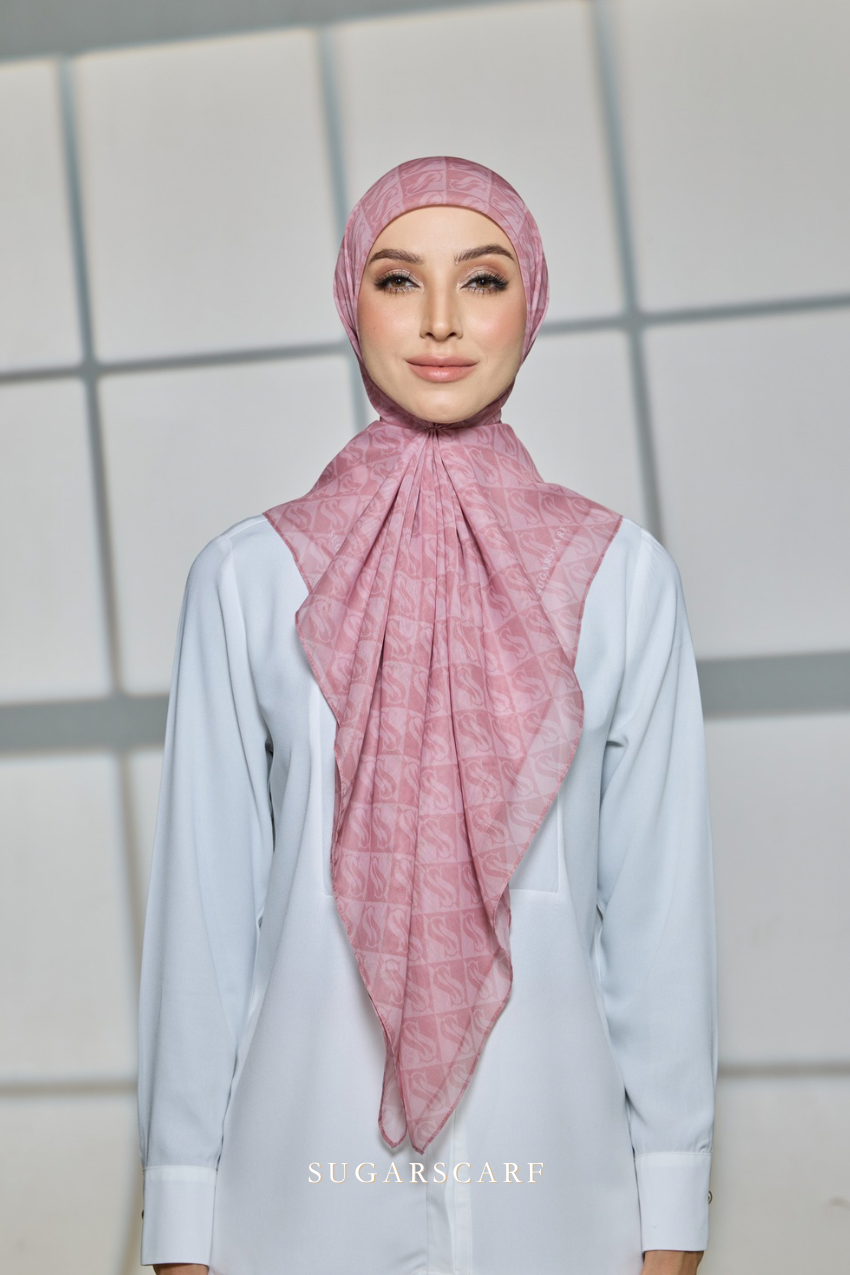 YES DEFECT - Sugarscarf Monogram JapaneseVoile In Pink Berlin