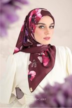 YES DEFECT ( Square ) Morning Bloom Mixed Satin Silk Square ( Off Day )