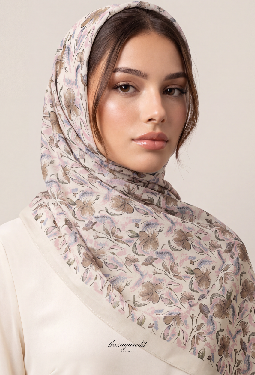 TSE BloomInvitation Japanese Cotton Voile Square -Riyadh