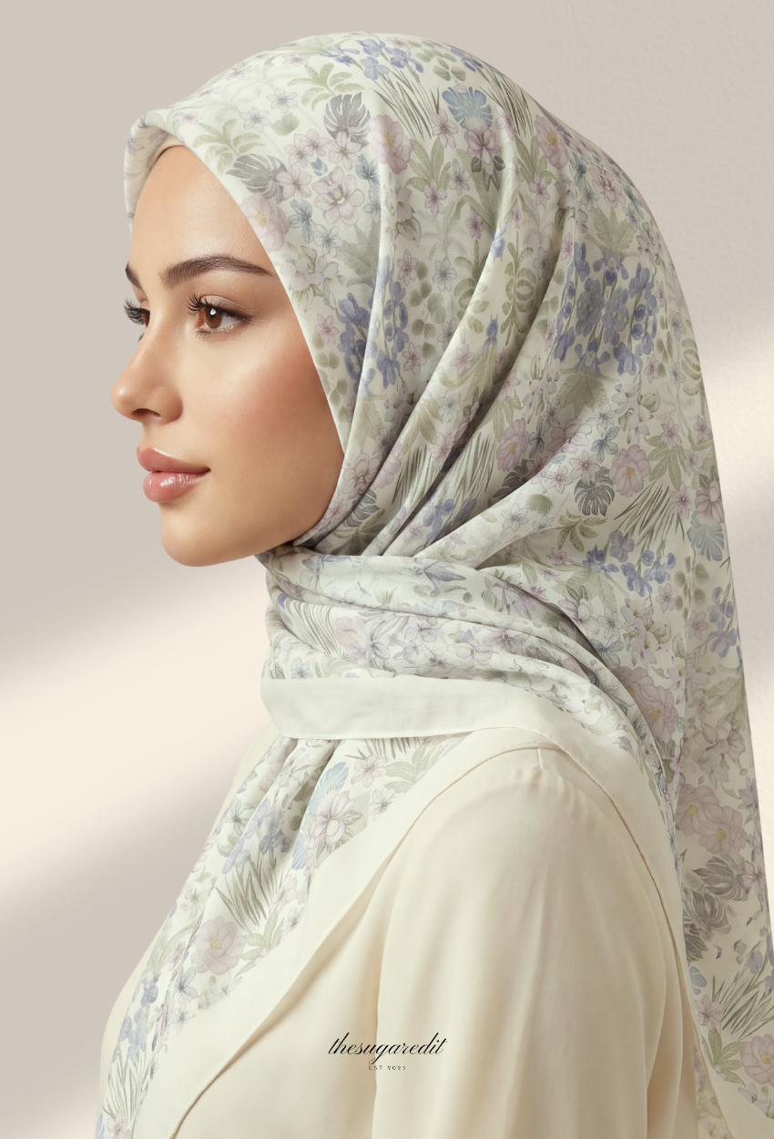 TSE BloomInvitation Japanese Cotton Voile Square - EmberJCV(SoftMintBased)