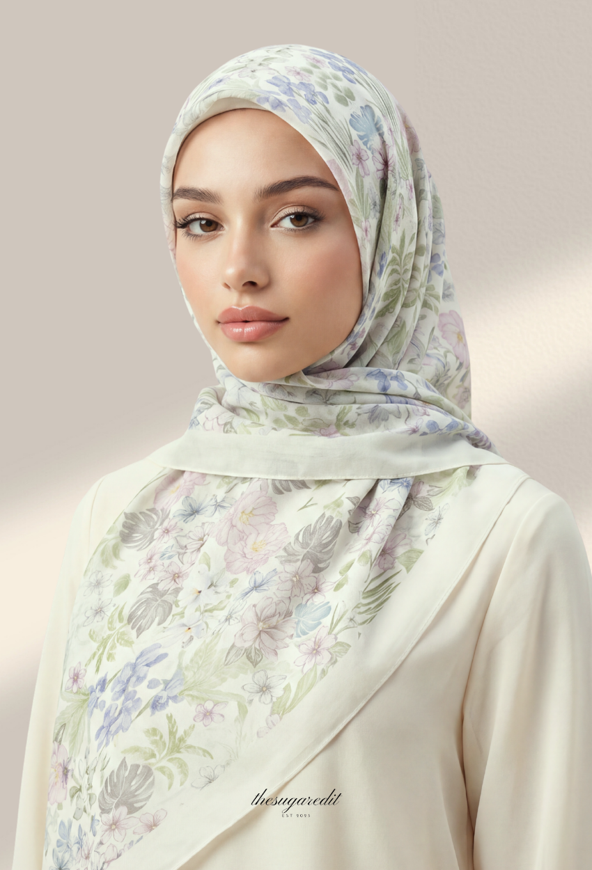 TSE BloomInvitation Japanese Cotton Voile Square - EmberJCV(SoftMintBased)