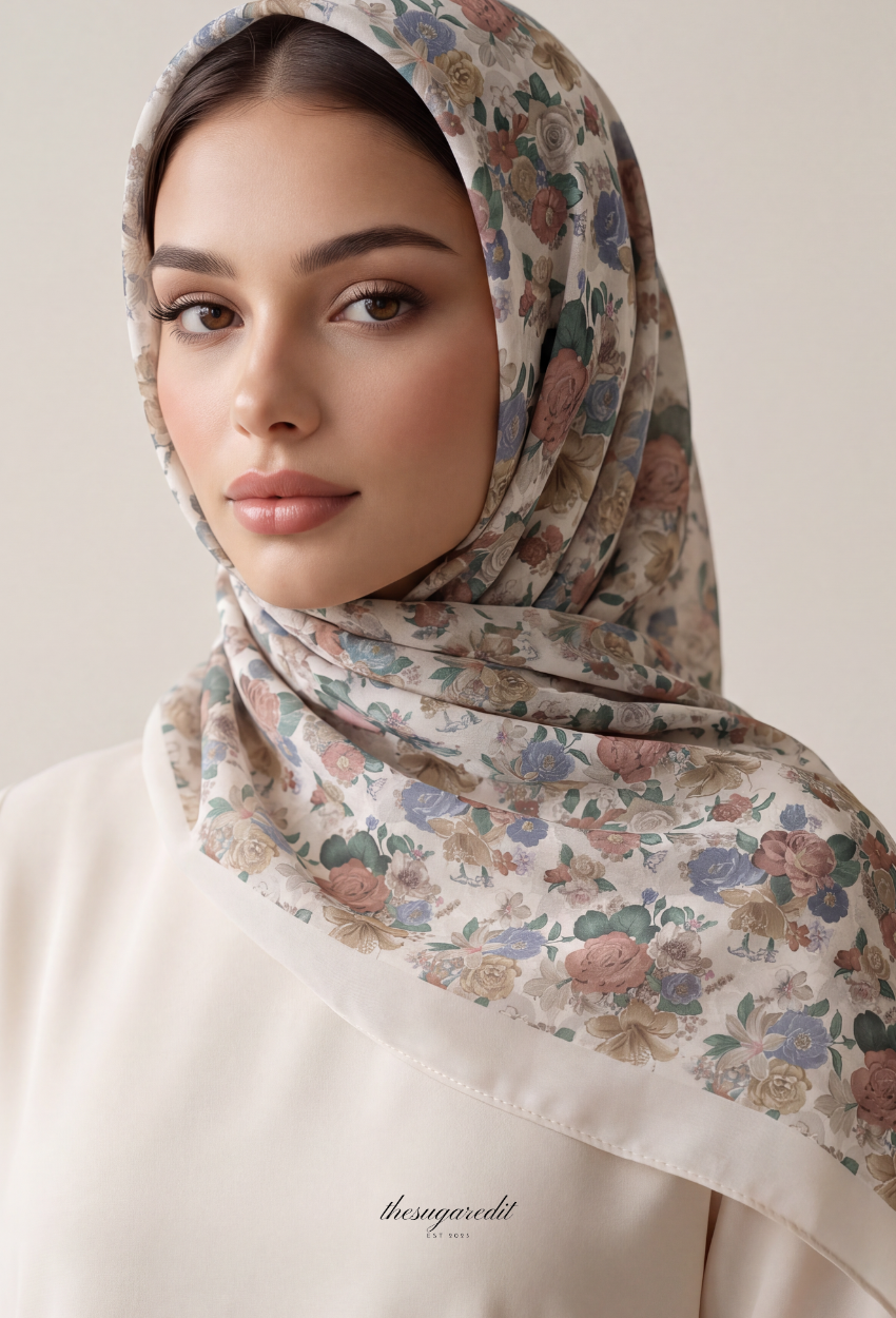 TSE BloomInvitation Japanese Cotton Voile Square - Akila