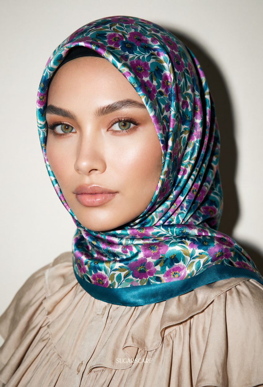 Eid Bloom 2026 Scarves Mixed Satin Square in Maria - Send after 2nd March