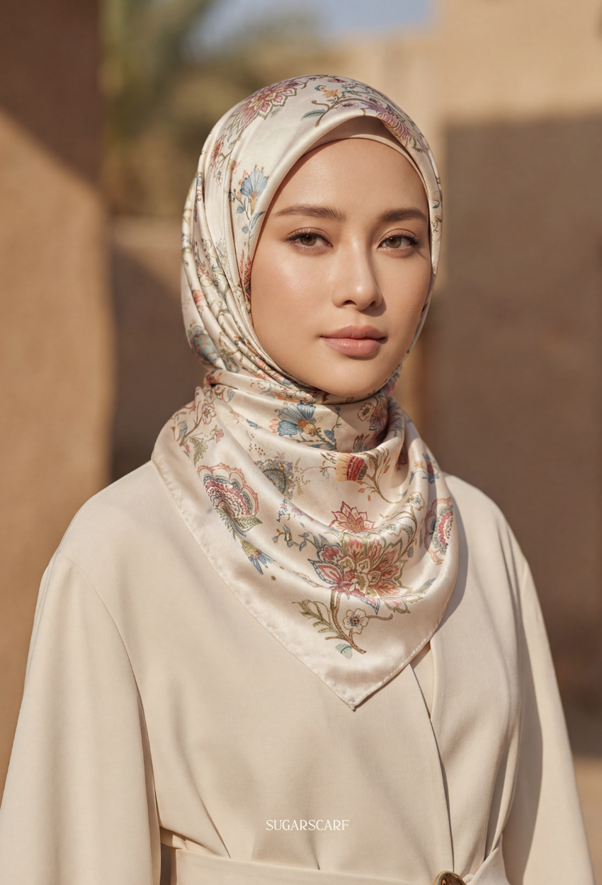 Eid Classy 2026 Scarves Mixed Satin Square in Élise - Send after 2nd March