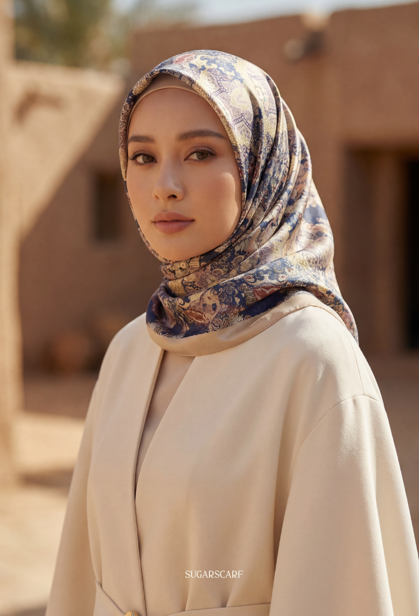 Eid Classy 2026 Scarves Mixed Satin Square in Wulan -Send after 2nd March