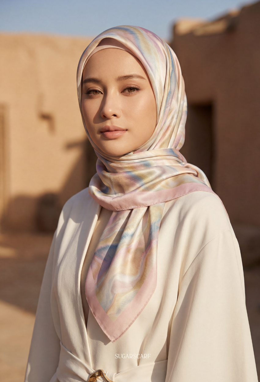 Eid Mod 2026 Scarves Mixed Satin Square in Alessia