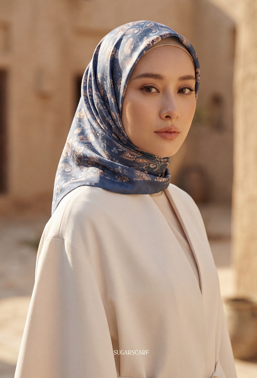 Eid Classy 2026 Scarves Mixed Satin Square in La Reine - Send after 2nd March