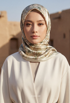 Eid Bloom 2026 Scarves Mixed Satin Square in Elowyn Bloom