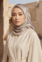Eid Classy 2026 Scarves Mixed Satin Square in PerlaSilver