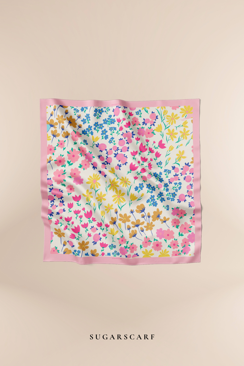 Bloom Abstract in Mixed Satin Silk Square (Dreaming of You)