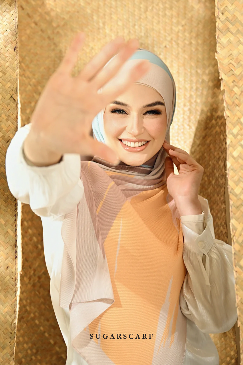 YES ( Full Wide Pleats Shawl ) Seri Raya Euphoria ( Chocolate Sunburst )
