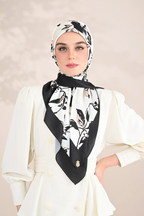 YES DEFECT ( Square ) Morning Bloom Mixed Satin Silk Square ( Follow Up )