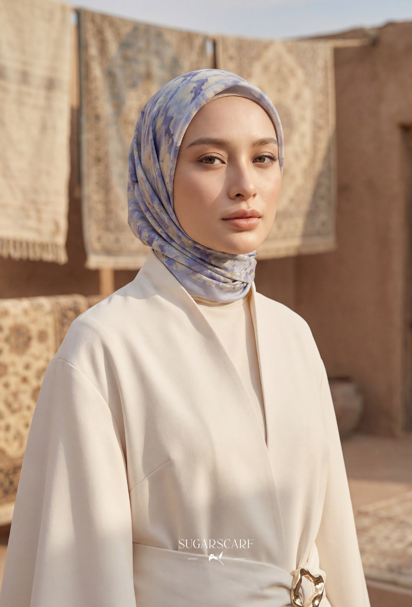 Eid Maison 2026 Scarves Mixed Satin Square in BloomNura - Preorder