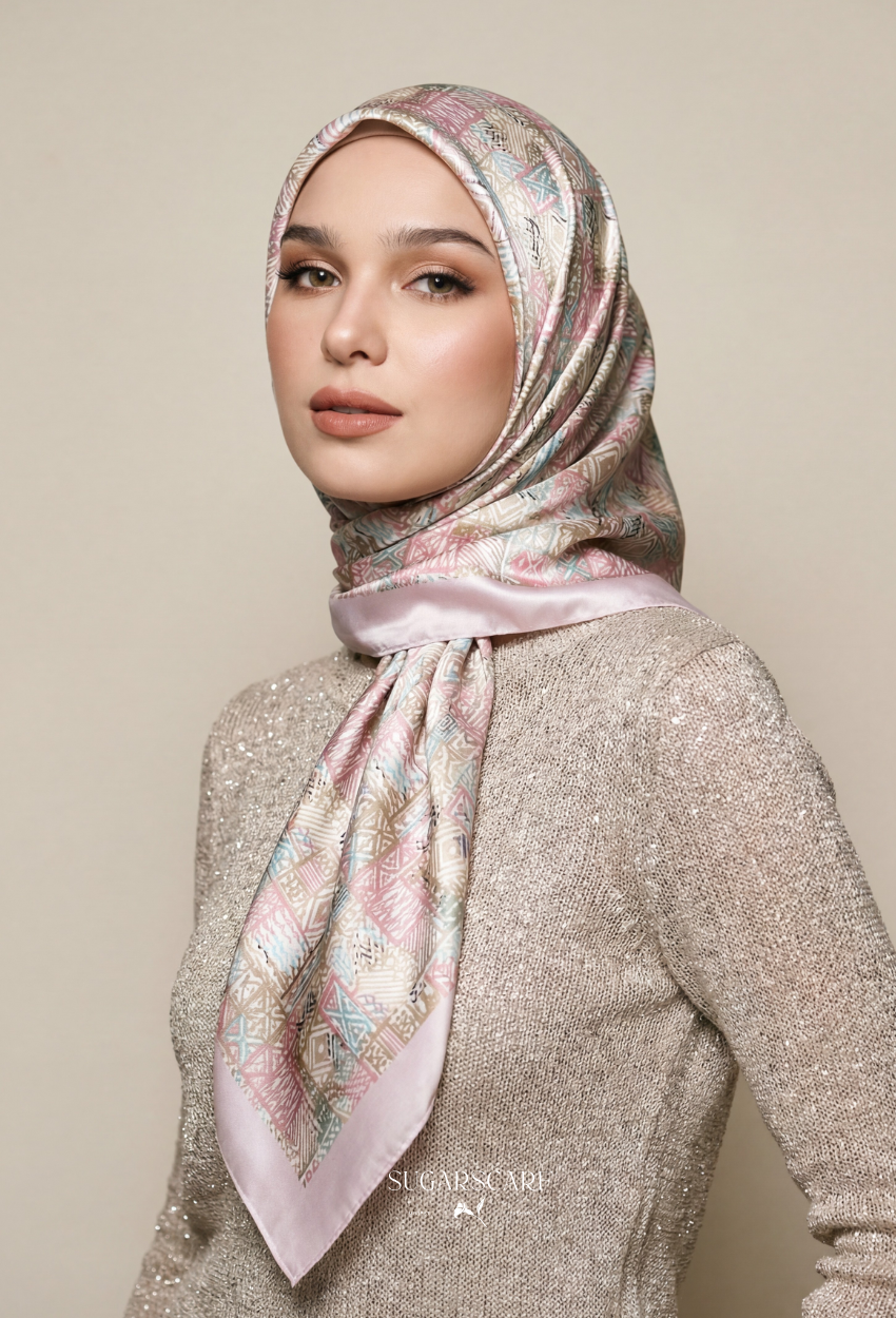 Eid Maison 2026 Scarves Mixed Satin Square in BloomLiora