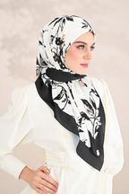 YES DEFECT ( Square ) Morning Bloom Mixed Satin Silk Square ( Follow Up )