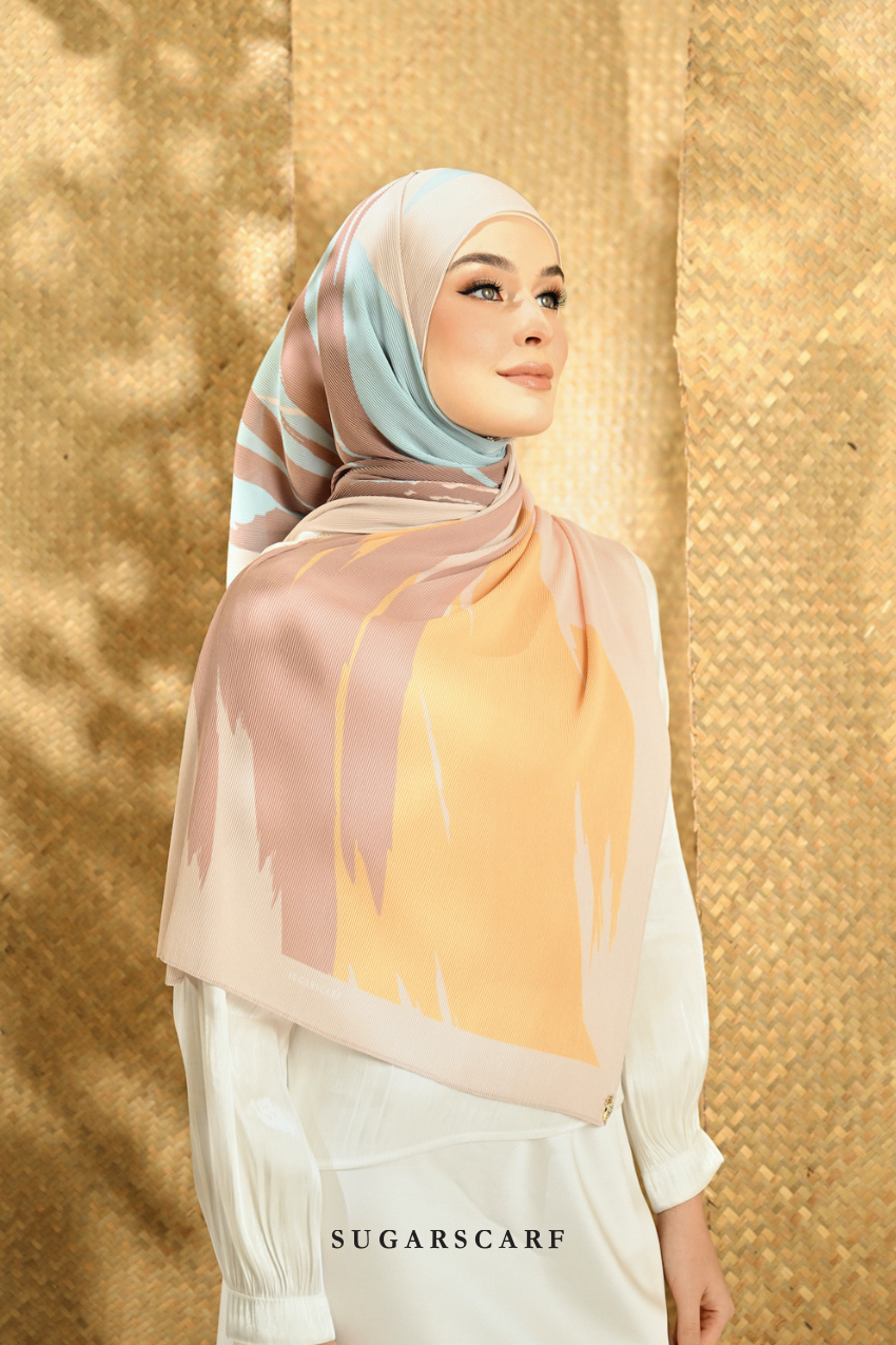 YES ( Full Wide Pleats Shawl ) Seri Raya Euphoria ( Chocolate Sunburst )