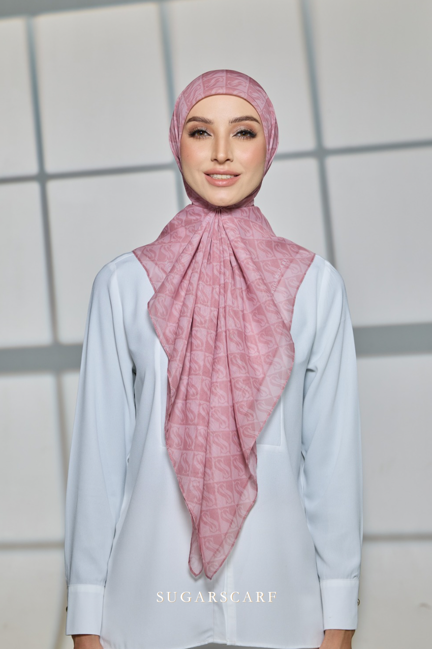 YES DEFECT - Sugarscarf Monogram JapaneseVoile In Pink Berlin
